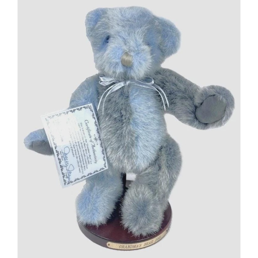 Mary Meyer 1995 Blue & Gray Bicolor Teddy Bear Jointed Ltd Edition Plush w Stand